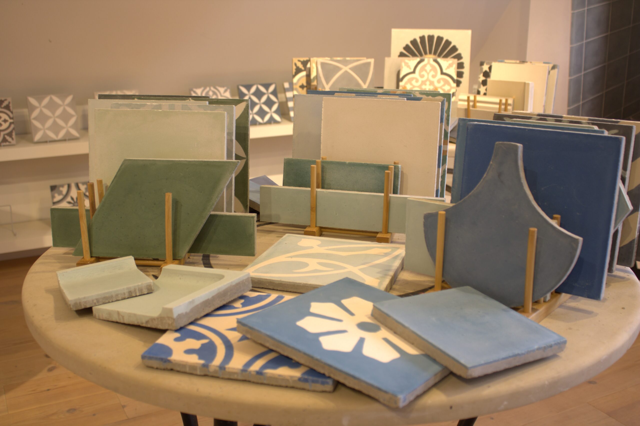 Handmade encaustic cement tiles made by Villa Tiles. Patented coved tiles, classic patterns and new designs. Tiles in Nordic colors created by Villa.