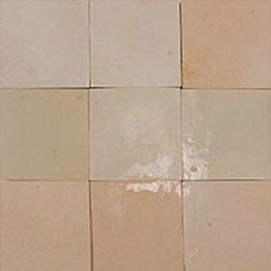 Authentic handmade Zellige tiles in beige, from Fez. Rich texture, natural clay & glossy glaze—perfect for bathroom and kitchen