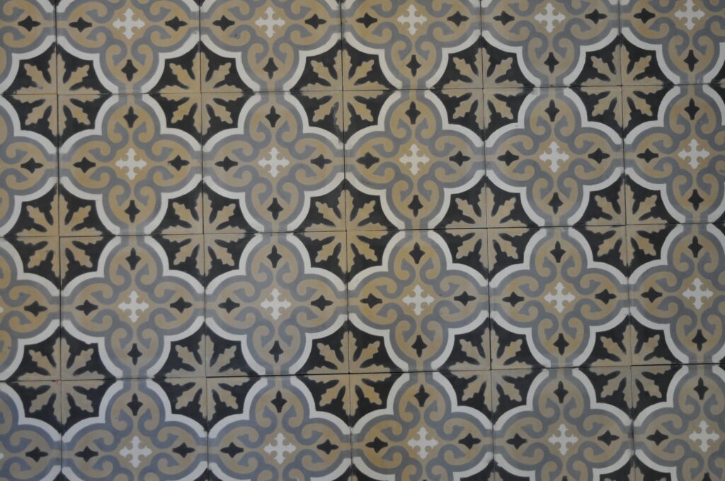 Handmade encaustic paving tile, developed and patented by Villa Tiles. Unique designs, marble wear layer, 28/40 mm thickness - outdoor durability