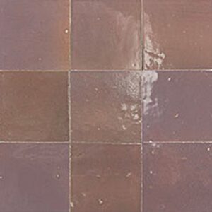 Authentic handmade Zellige tiles in plum, from Fez. Rich texture, natural clay & glossy glaze—perfect for bathroom and kitchen