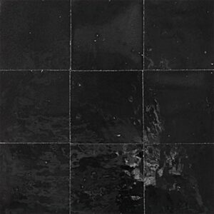 Authentic handmade Zellige floor tiles in blue, from Fez. Rich texture, natural clay & glossy glaze—perfect for floors in bathroom and kitchen