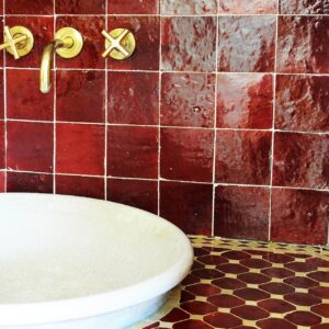 Zellige-tiles-bordeaux-kitchen Authentic handmade Zellige tiles from Fez. Rich texture, natural clay & glossy glaze—perfect for walls, splashbacks & feature spaces