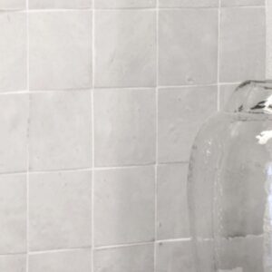 Zellige-tiles-white-bath Authentic handmade Zellige tiles from Fez. Rich texture, natural clay & glossy glaze—perfect for walls, splashbacks & feature spaces