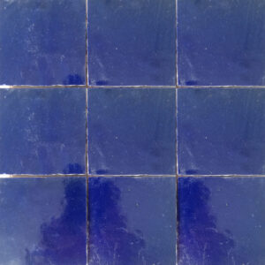 Authentic handmade Zellige tiles in blue, from Fez. Rich texture, natural clay & glossy glaze—perfect for floors in bathroom and kitchen