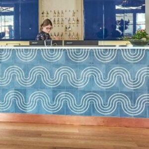 This handmade encaustic cement tile in Villa Tiles design, brings contemporary impressions to your interior. A refined pattern in Nordic colors.