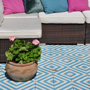 encaustic-cement-tiles-blue-outdoor-tiles Handmade encaustic paving tile, developed and patented by Villa Tiles. Unique designs, marble wear layer, 28/40 mm thickness - outdoor durability