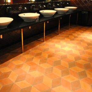 Diamond-shaped handmade encaustic cement tiles in soft Nordic colors. Durable, contemporary, and perfect for unique walls or floors.