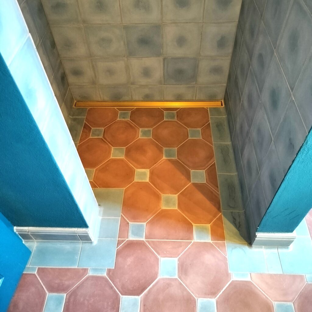 Handmade encaustic cement tiles - coved tiles in blue, created by Villa Tiles. Nordic colors, new designs, patented developments.