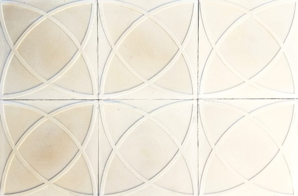 This handmade slip-resistant cement tile patented by Villa Tiles combine a refined pattern in Nordic colors with integrated slip-resistance.