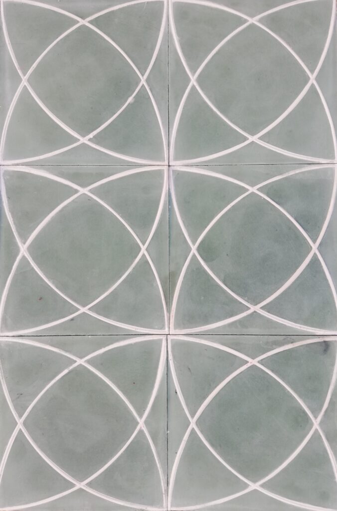 These handmade slip-resistant tiles patented by Villa Tiles combine a refined pattern in Nordic colors with integrated slip-resistance.