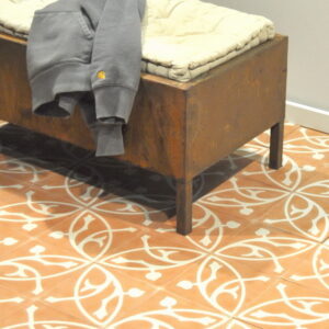 encaustic-cement-tiles-terracotta-color-hall This handmade encaustic cement tile in classic style brings timeless elegance to your interior. A refined European pattern in Nordic colors.